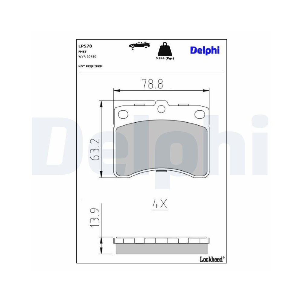 DELPHI LP578 Bremsbelagsatz, Scheibenbremse für BEDFORD DAIHATSU VAUXHALL