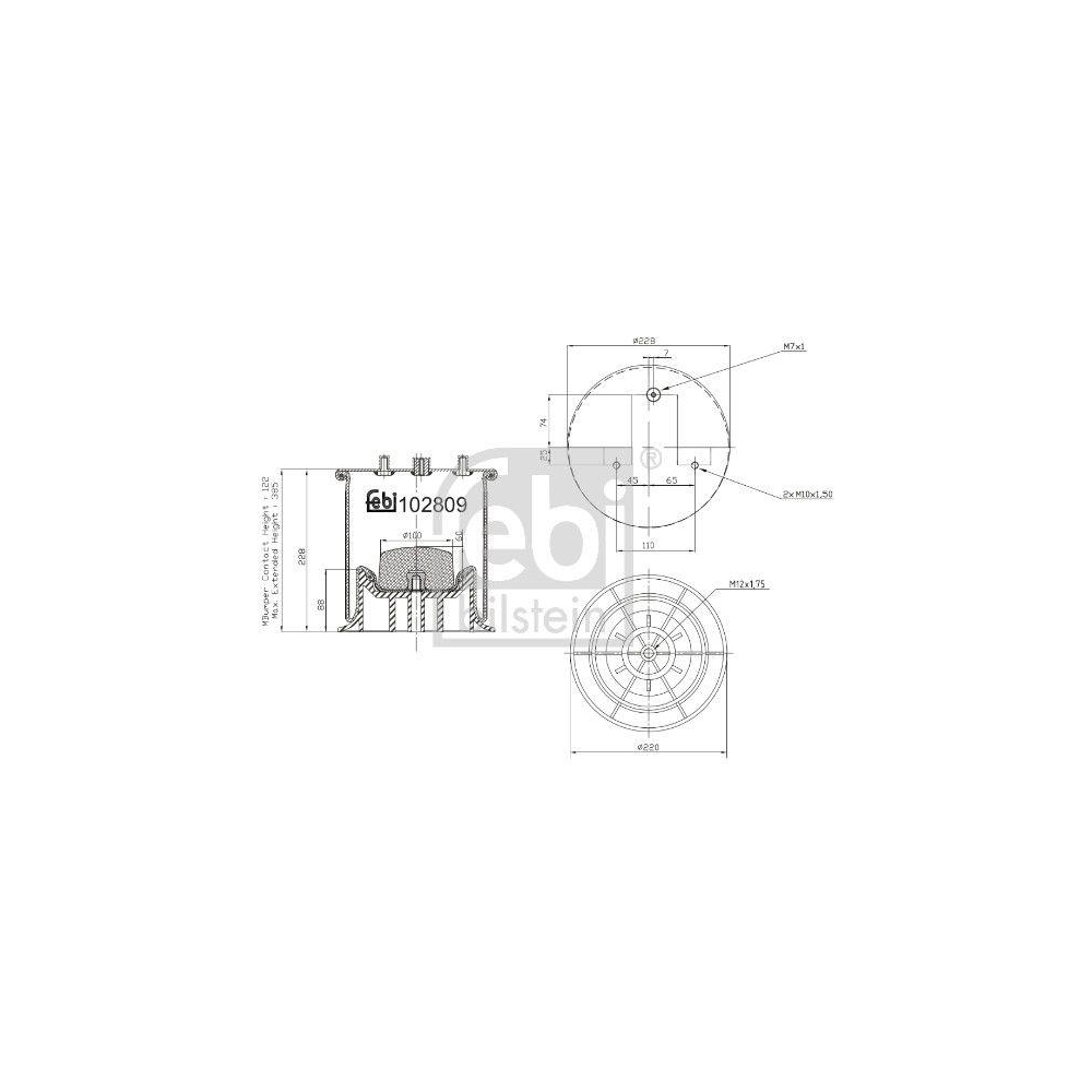 FEBI BILSTEIN Federbalg, Luftfederung 102809 f&uuml;r IVECO, Hinterachse rechts