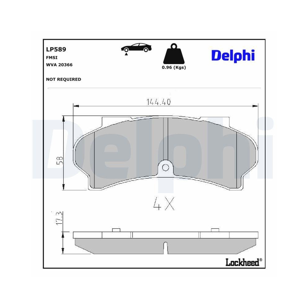 DELPHI LP589 Bremsbelagsatz, Scheibenbremse f&uuml;r PEUGEOT, Vorderachse
