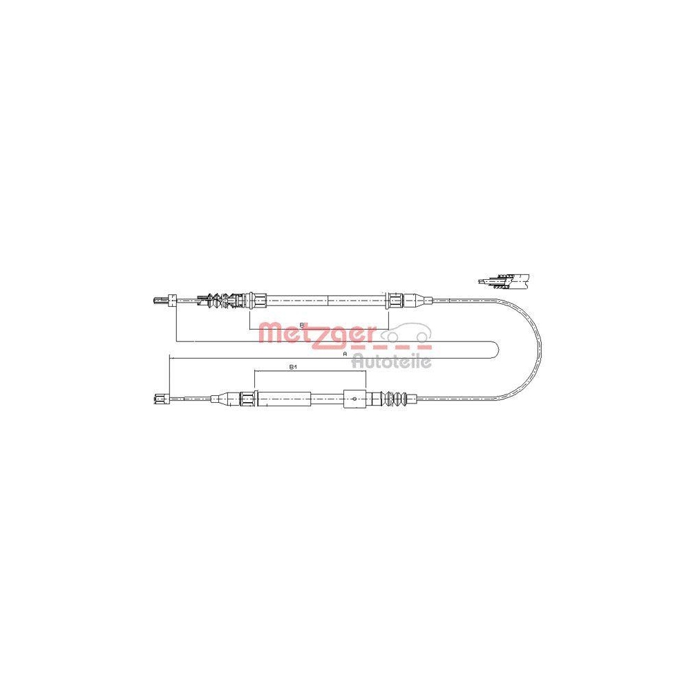 Seilzug, Feststellbremse METZGER 11.5762 f&uuml;r OPEL, hinten links