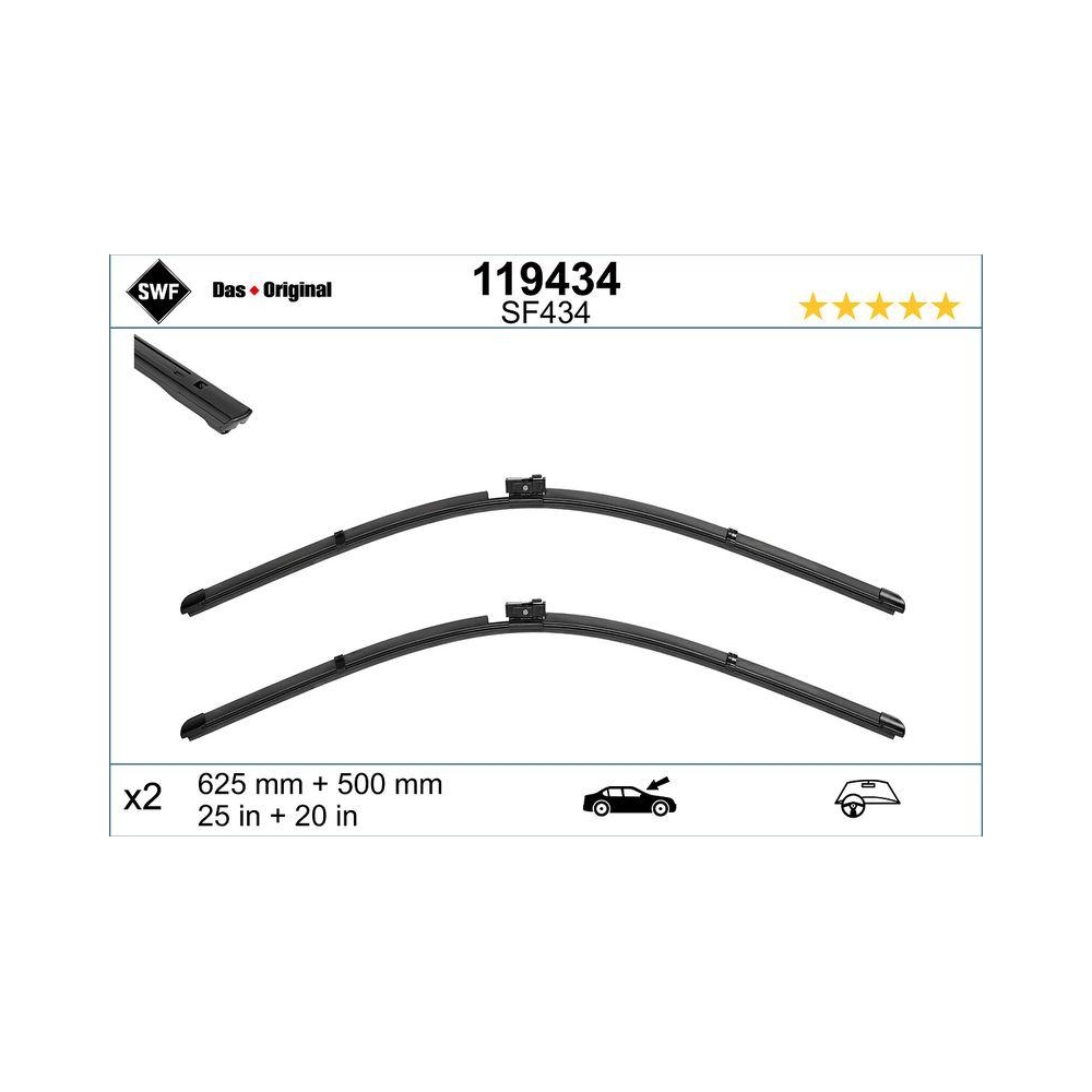 Wischblatt SWF 119434 DAS ORIGINAL SET für AUDI BENTLEY, vorne