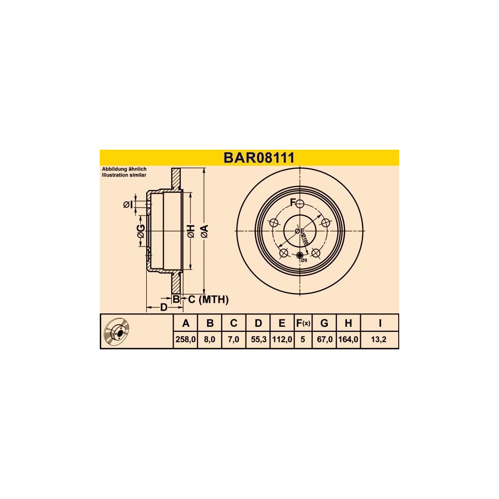 Bremsscheibe BARUM BAR08111 für MERCEDES-BENZ, Hinterachse