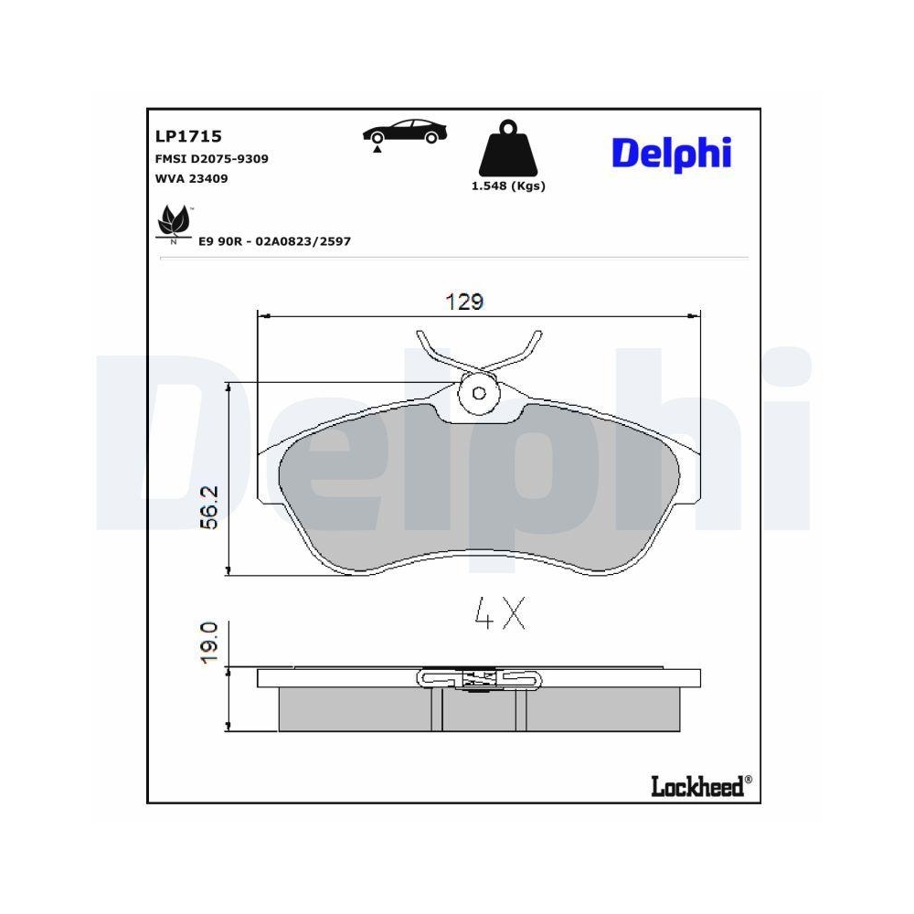 DELPHI LP1715 Bremsbelagsatz, Scheibenbremse f&uuml;r CITRO&Euml;N PEUGEOT, Vorderachse