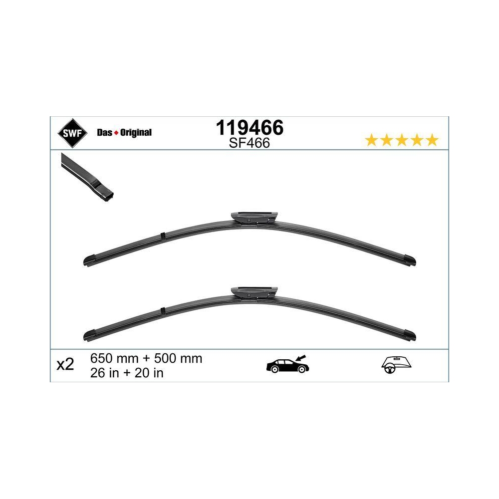 Wischblatt SWF 119466 DAS ORIGINAL SET für CITROËN FIAT OPEL PEUGEOT TOYOTA