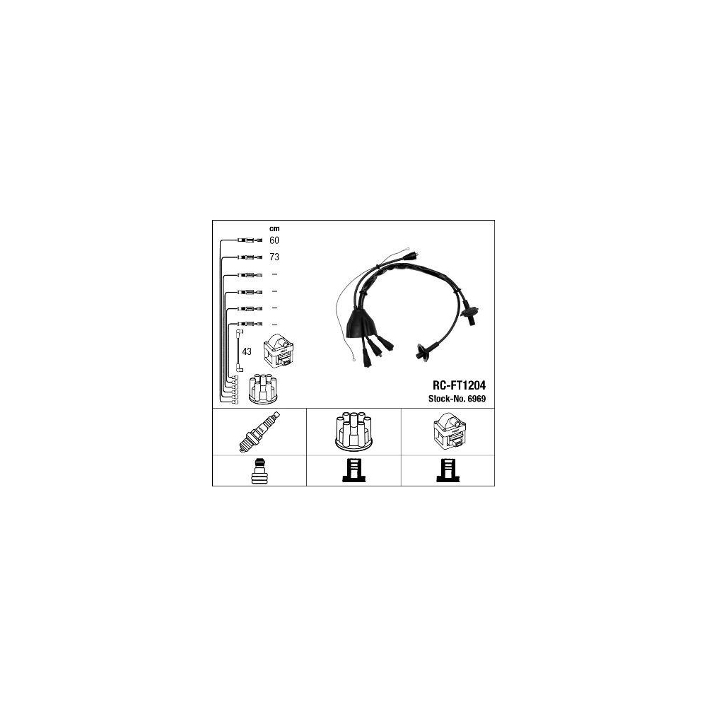 Z&uuml;ndleitungssatz NGK 6969 f&uuml;r, f&uuml;r Fahrzeuge mit Z&uuml;ndverteiler