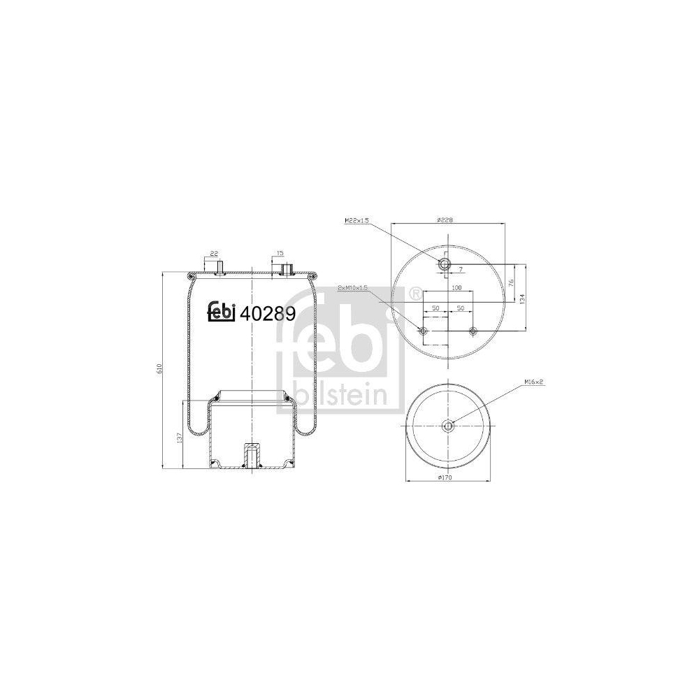 FEBI BILSTEIN Federbalg, Luftfederung 40289 für DAF, Hinterachse links