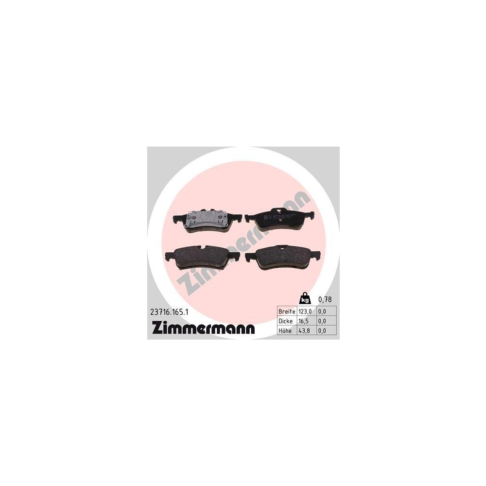 Bremsbelagsatz, Scheibenbremse ZIMMERMANN 23716.165.1 f&uuml;r BMW MINI, Hinterachse