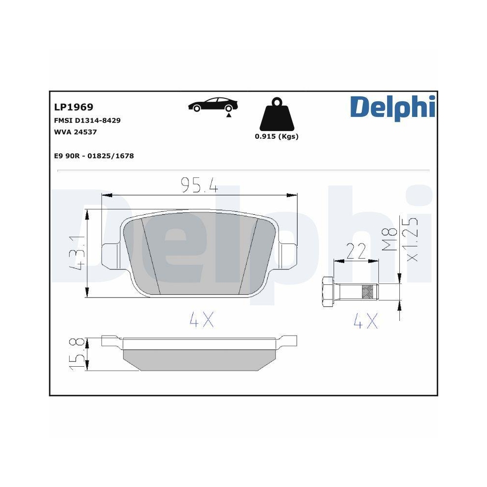 DELPHI LP1969 Bremsbelagsatz, Scheibenbremse f&uuml;r FORD VOLVO LAND ROVER