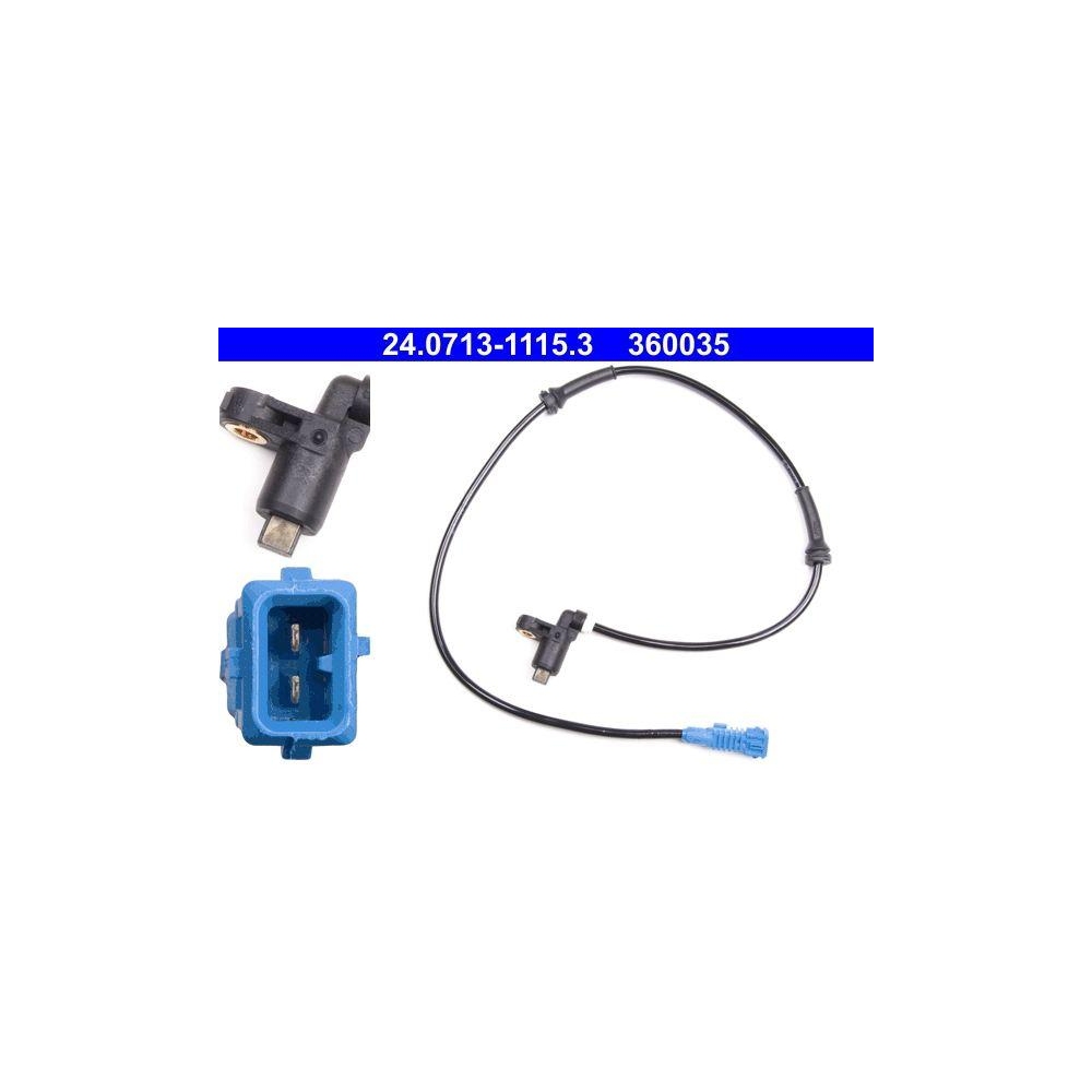 Sensor, Raddrehzahl ATE 24.0713-1115.3 f&uuml;r PEUGEOT, Vorderachse