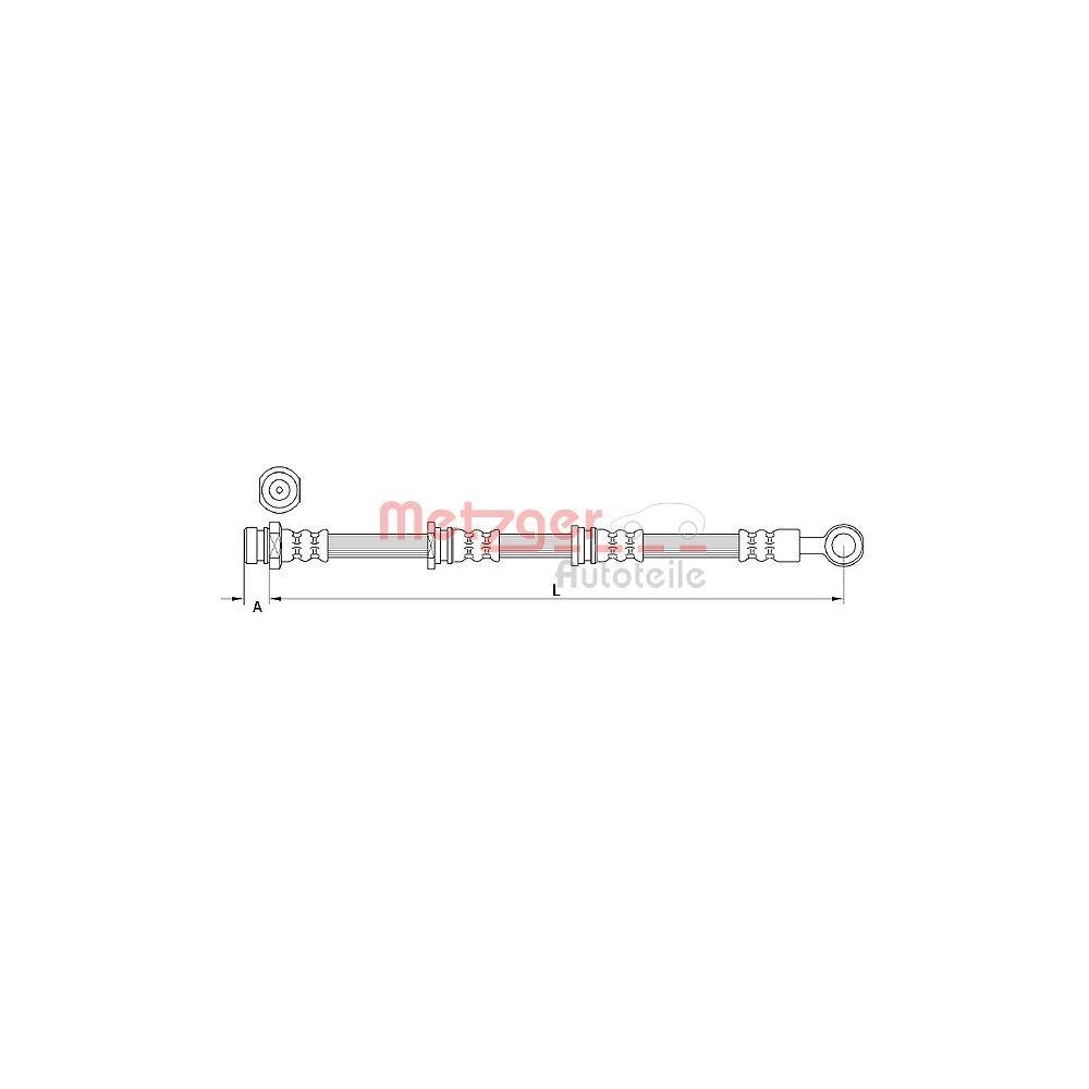 Bremsschlauch METZGER 4110917 f&uuml;r MITSUBISHI, Vorderachse links