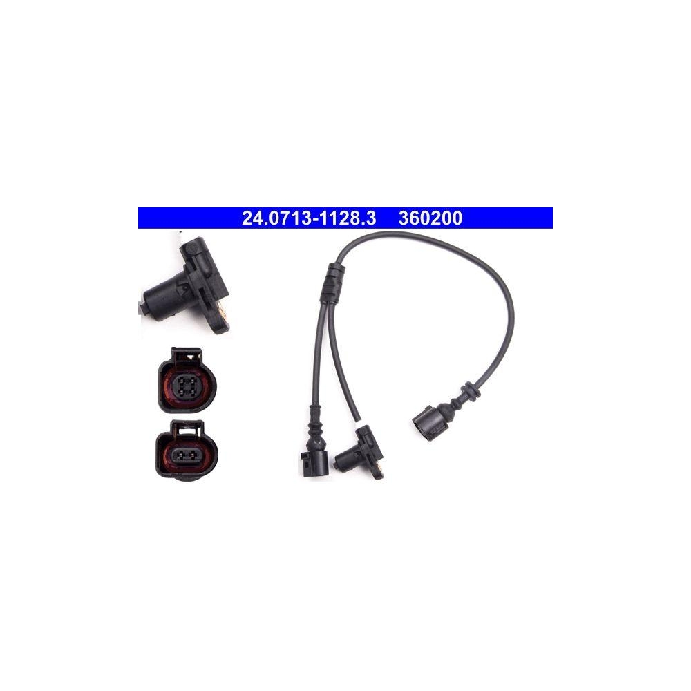 Sensor, Raddrehzahl ATE 24.0713-1128.3 f&uuml;r FORD SEAT VAG, Vorderachse