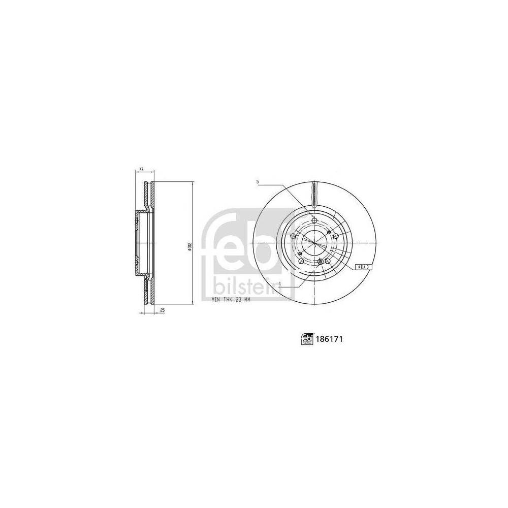 FEBI BILSTEIN 186171 2 St&uuml;ck Bremsscheiben f&uuml;r HONDA, Vorderachse