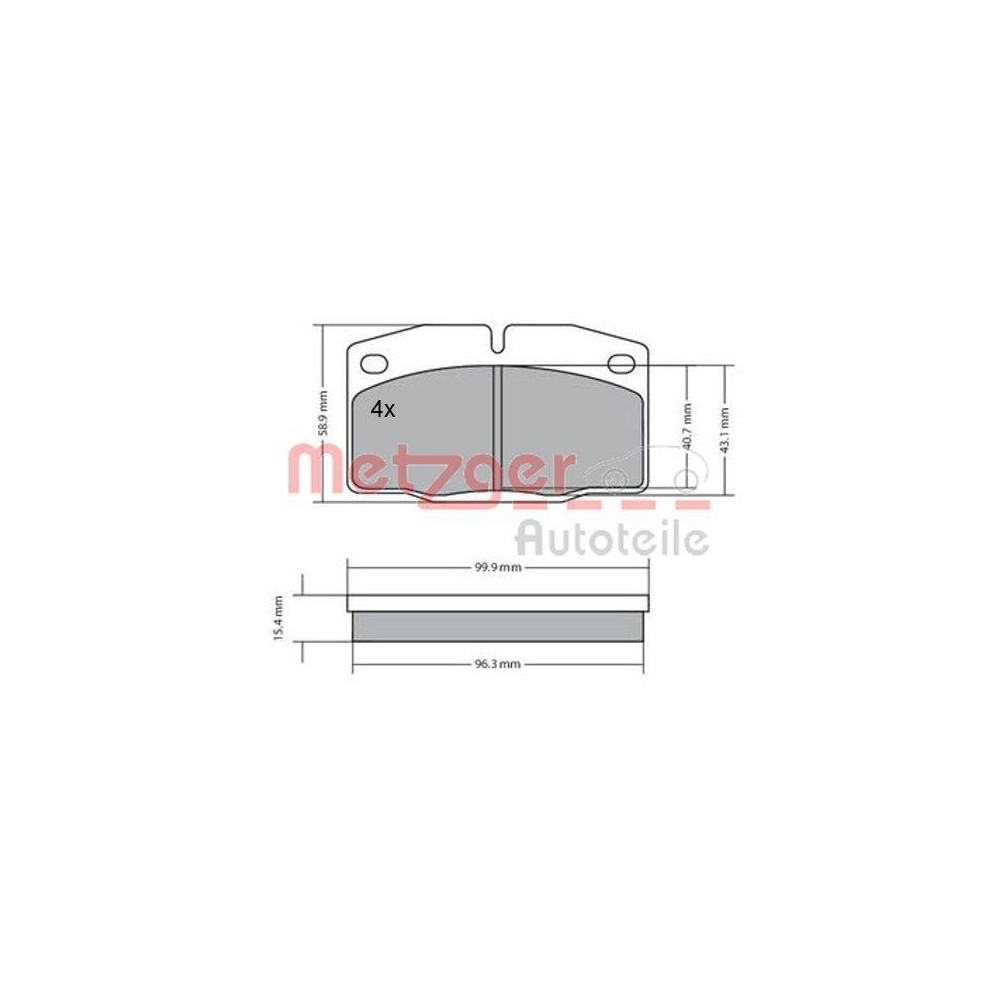 Bremsbelagsatz, Scheibenbremse METZGER 1170234 für OPEL GENERAL MOTORS
