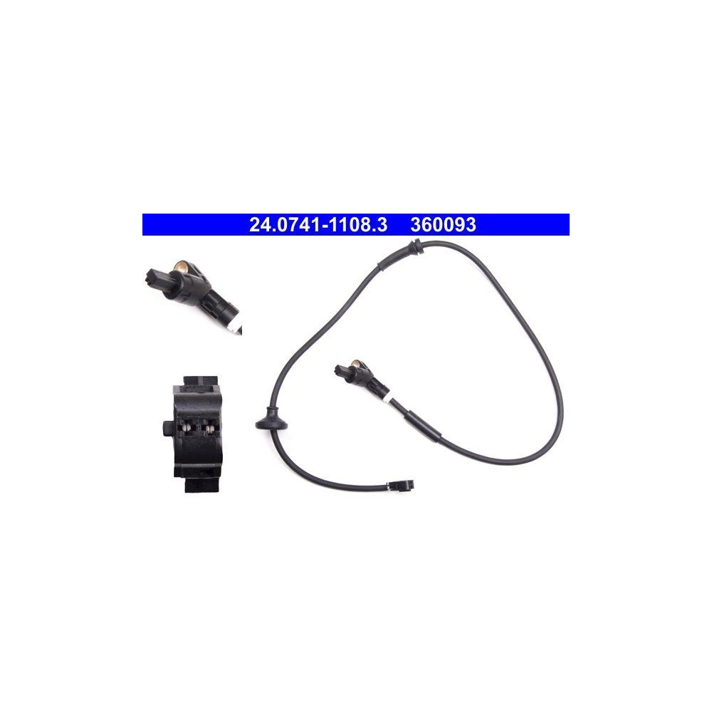 Sensor, Raddrehzahl ATE 24.0741-1108.3 f&uuml;r SEAT VAG, Hinterachse