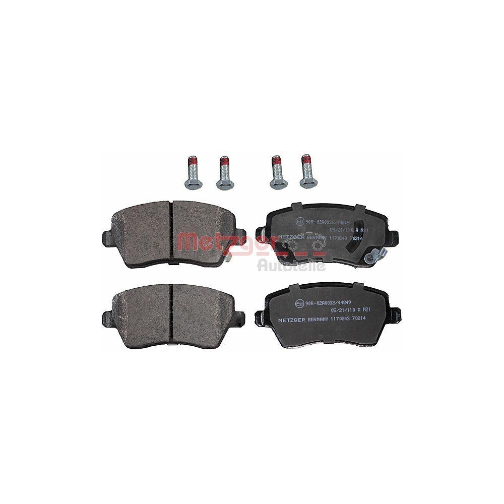 Bremsbelagsatz, Scheibenbremse METZGER 1170243 f&uuml;r NISSAN, Vorderachse
