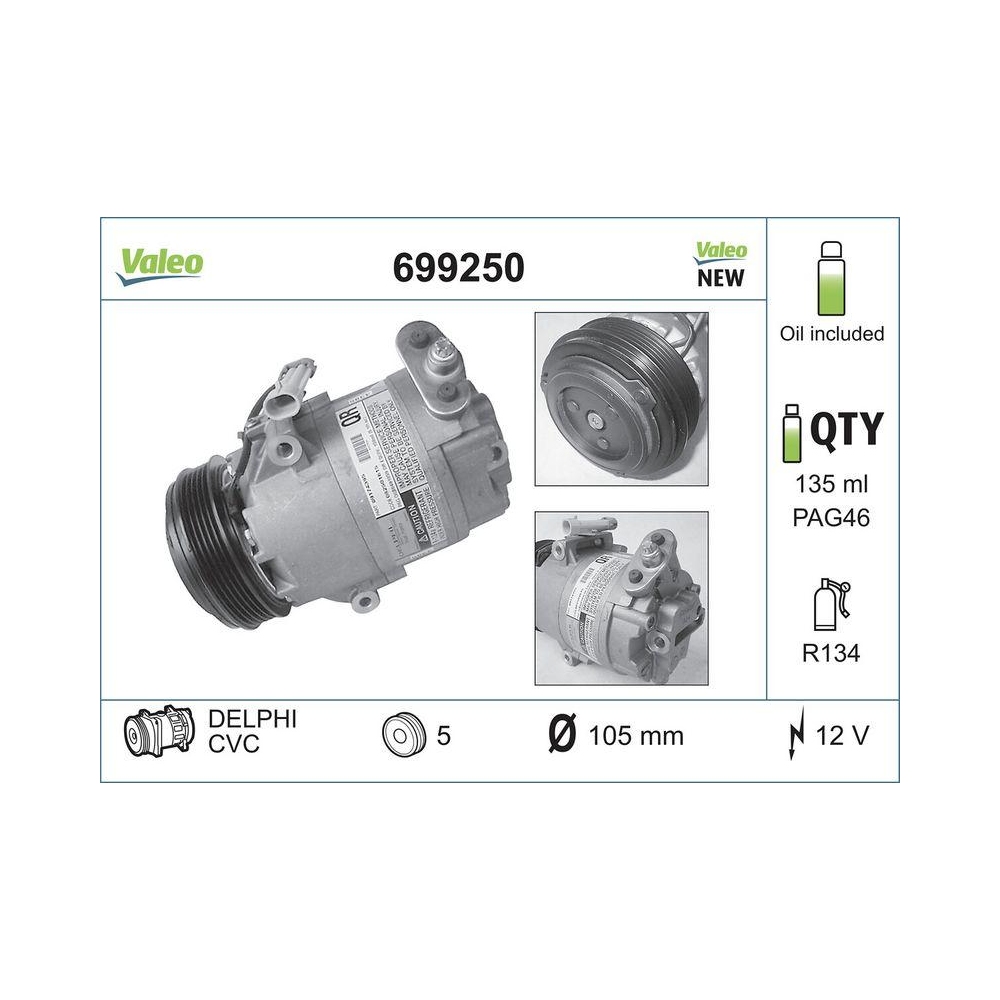 Kompressor, Klimaanlage VALEO 699250 VALEO CORE-FLEX f&uuml;r BMW OPEL VAUXHALL