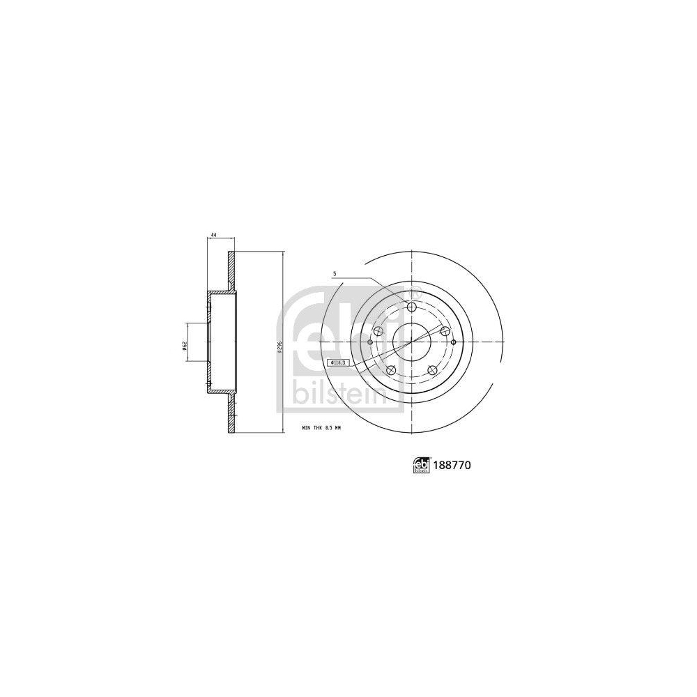 FEBI BILSTEIN 188770 2 St&uuml;ck Bremsscheiben f&uuml;r TOYOTA, Hinterachse