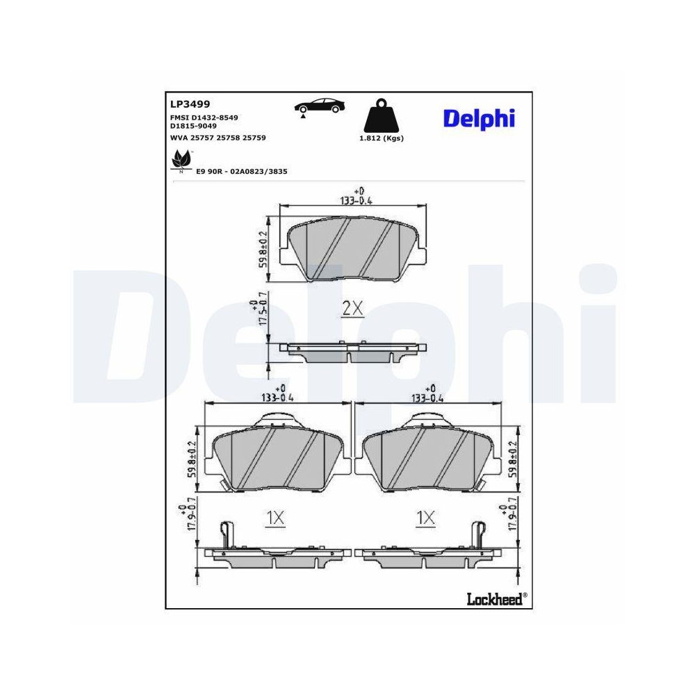 DELPHI LP3499 Bremsbelagsatz, Scheibenbremse f&uuml;r HYUNDAI KIA HYUNDAI (BEIJING)