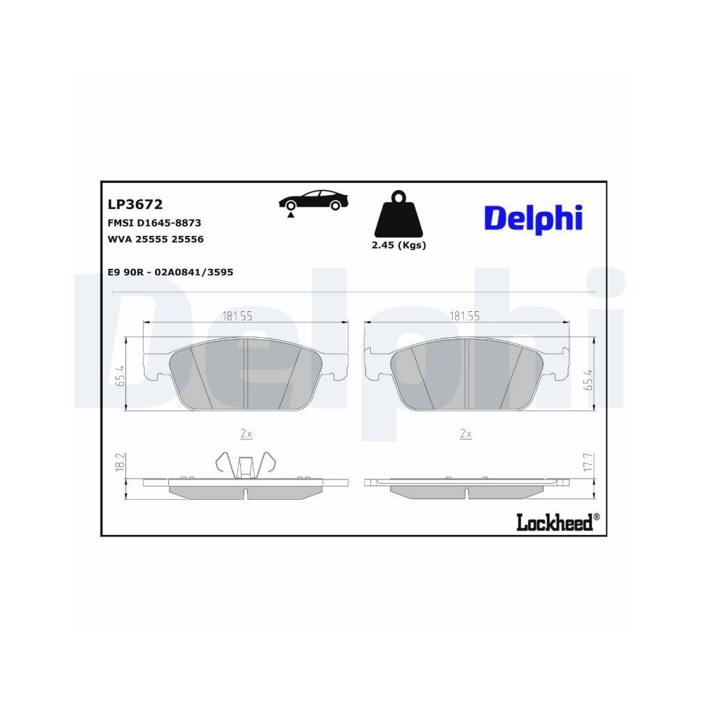 DELPHI LP3672 Bremsbelagsatz, Scheibenbremse f&uuml;r FORD FORD USA FORD (CHANGAN)