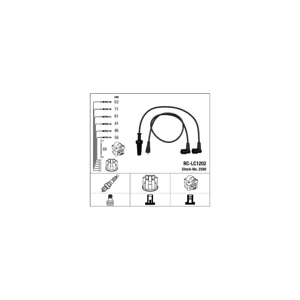 Z&uuml;ndleitungssatz NGK 2588 f&uuml;r, f&uuml;r Fahrzeuge mit Z&uuml;ndverteiler