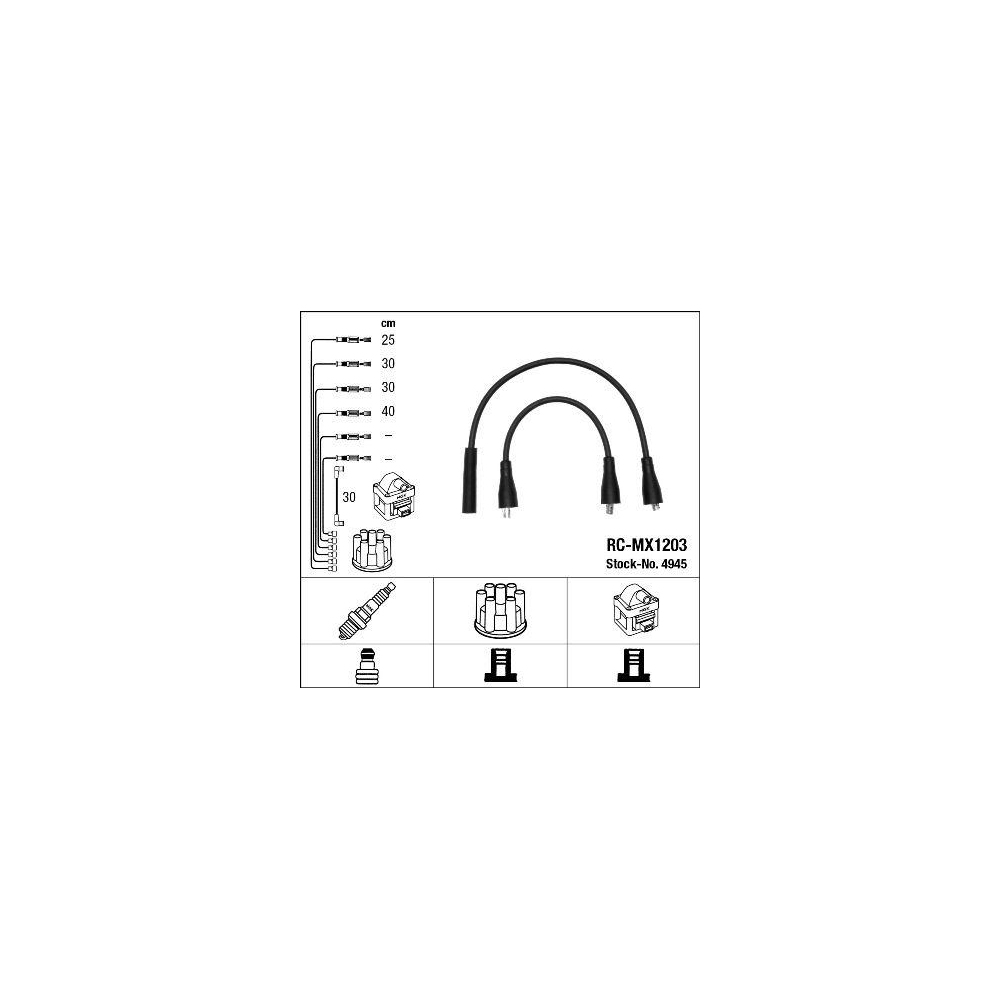 Z&uuml;ndleitungssatz NGK 4945 f&uuml;r, f&uuml;r Fahrzeuge mit Z&uuml;ndverteiler