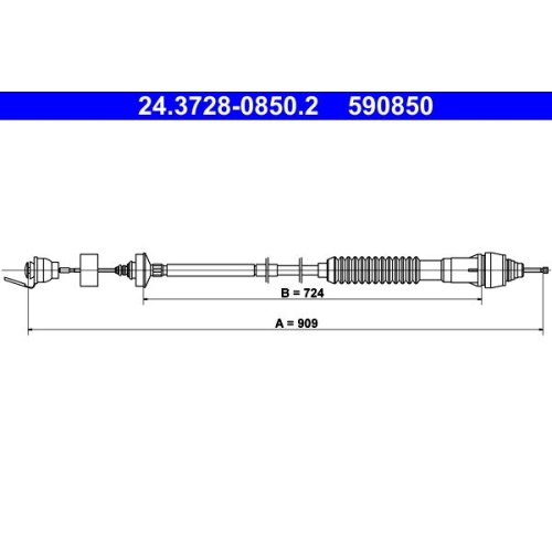 Seilzug, Kupplungsbet&auml;tigung ATE 24.3728-0850.2 f&uuml;r CITRO&Euml;N PEUGEOT