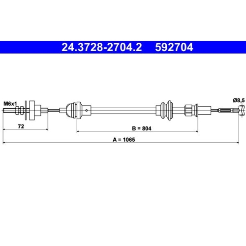 Seilzug, Kupplungsbet&auml;tigung ATE 24.3728-2704.2 f&uuml;r SEAT