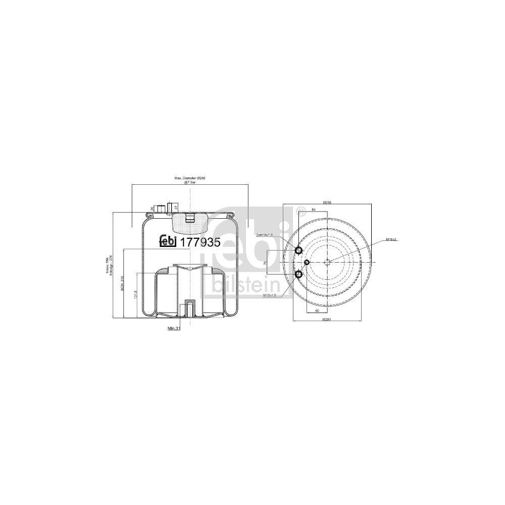 Federbalg, Luftfederung FEBI BILSTEIN 177935 für MAN, Hinterachse