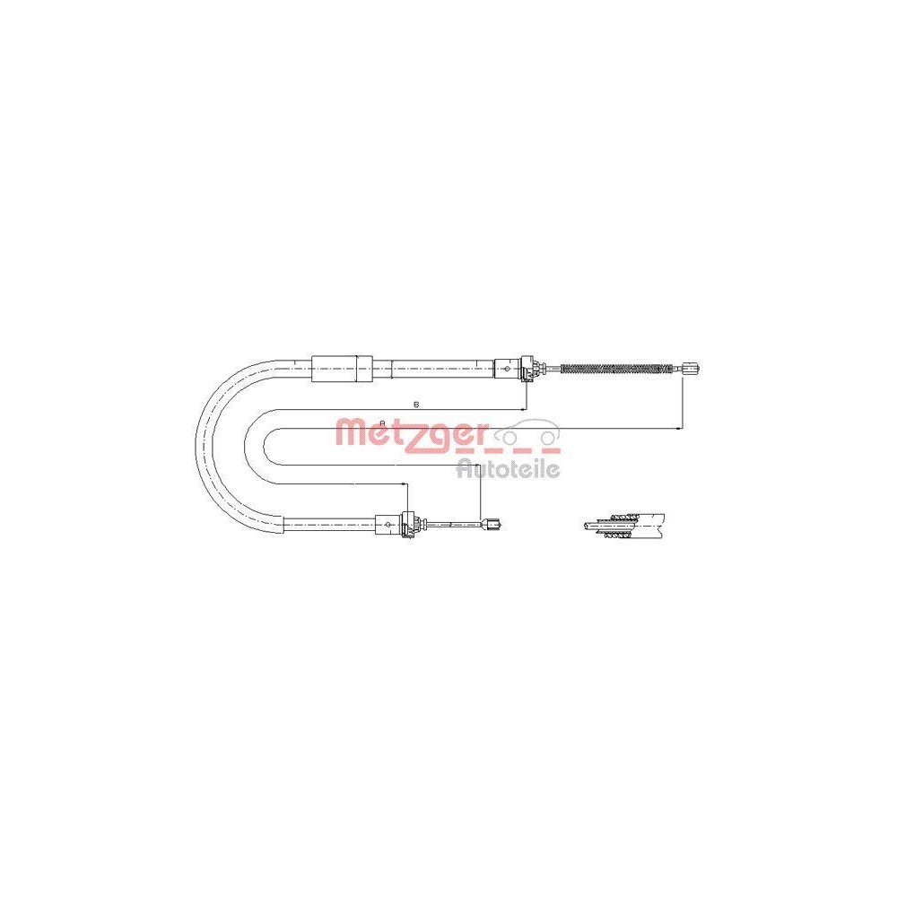 Seilzug, Feststellbremse METZGER 11.6573 f&uuml;r RENAULT, hinten rechts
