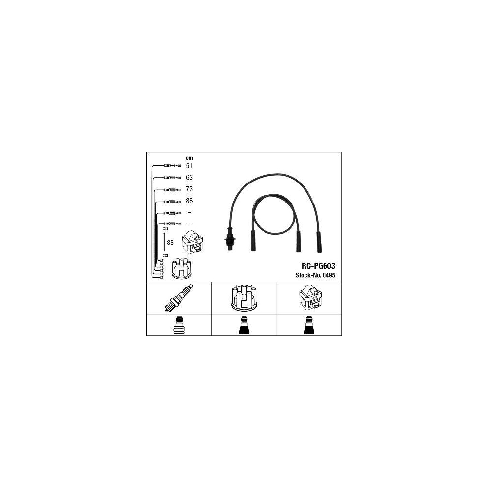 Z&uuml;ndleitungssatz NGK 8495 f&uuml;r CITRO&Euml;N PEUGEOT, f&uuml;r Fahrzeuge mit Z&uuml;ndverteiler
