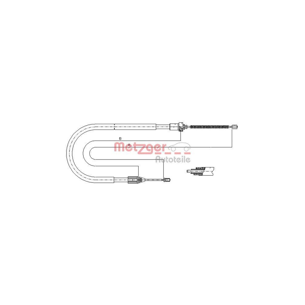 Seilzug, Feststellbremse METZGER 11.6583 f&uuml;r RENAULT, hinten rechts