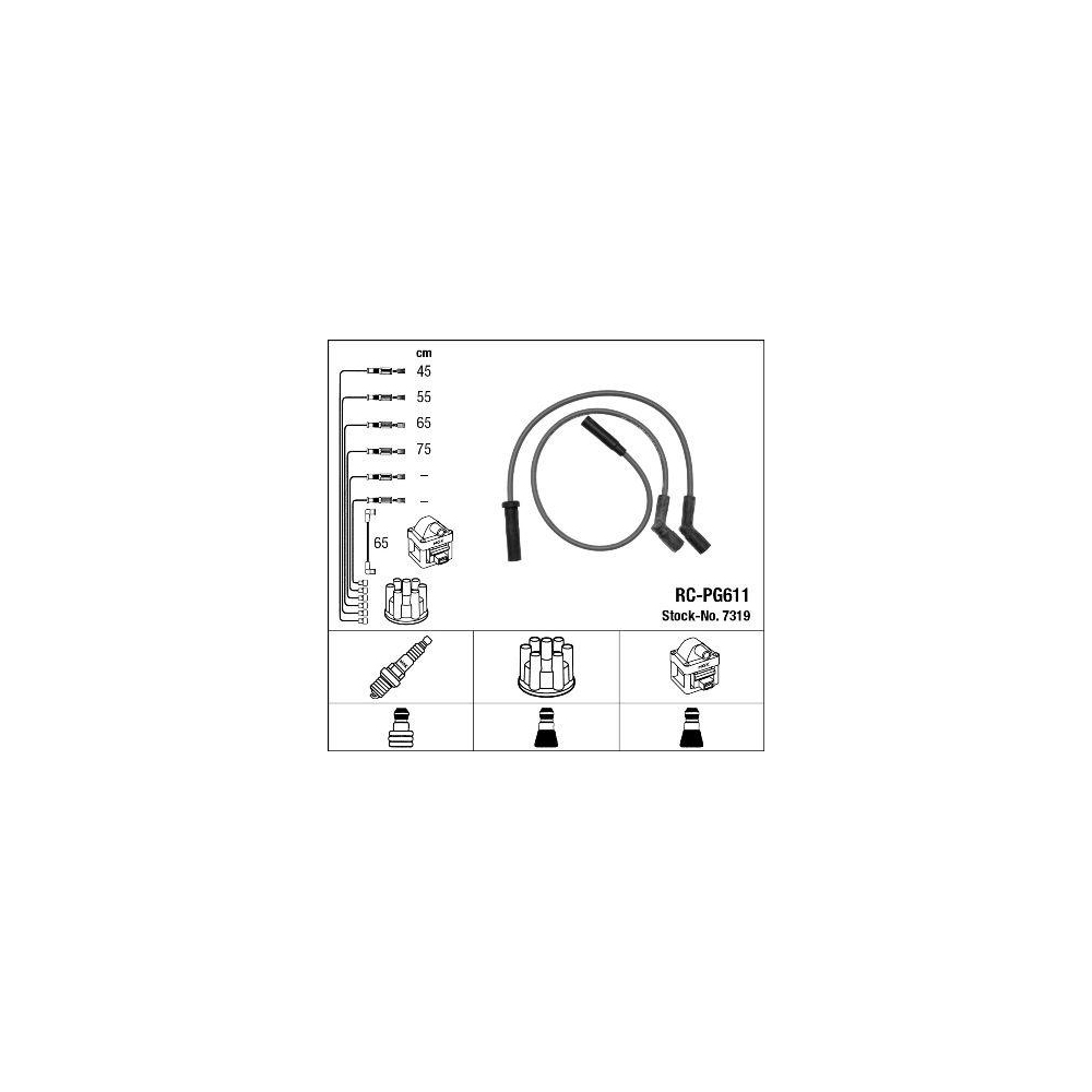 Zündleitungssatz NGK 7319 für, für Fahrzeuge mit Zündverteiler