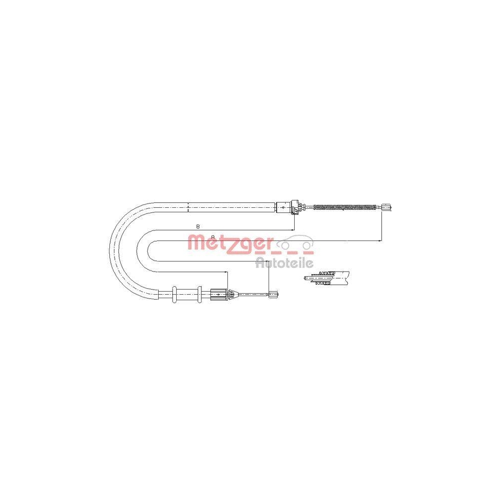Seilzug, Feststellbremse METZGER 11.6676 f&uuml;r NISSAN RENAULT, hinten rechts
