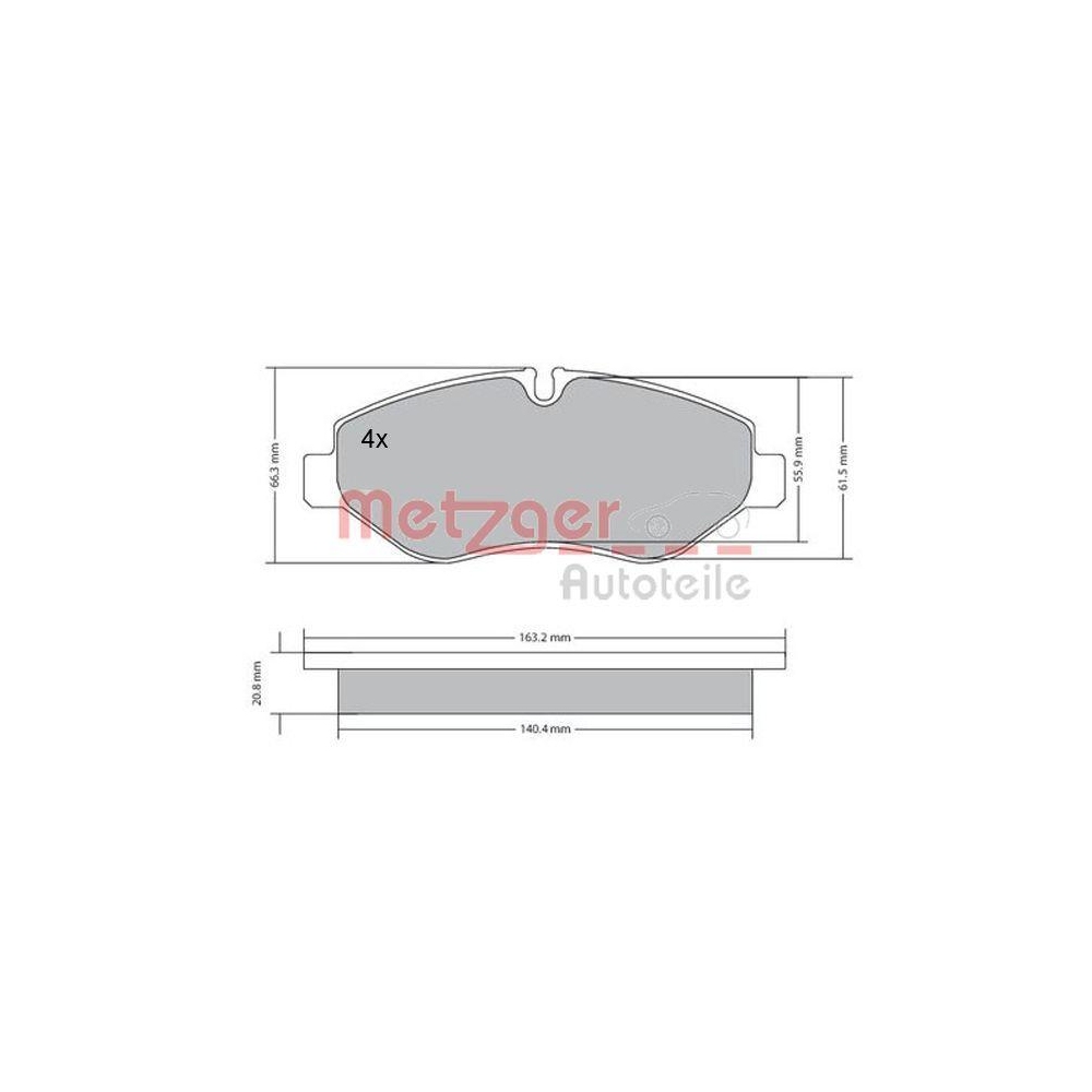 Bremsbelagsatz, Scheibenbremse METZGER 1170271 GREENPARTS f&uuml;r IVECO, Vorderachse