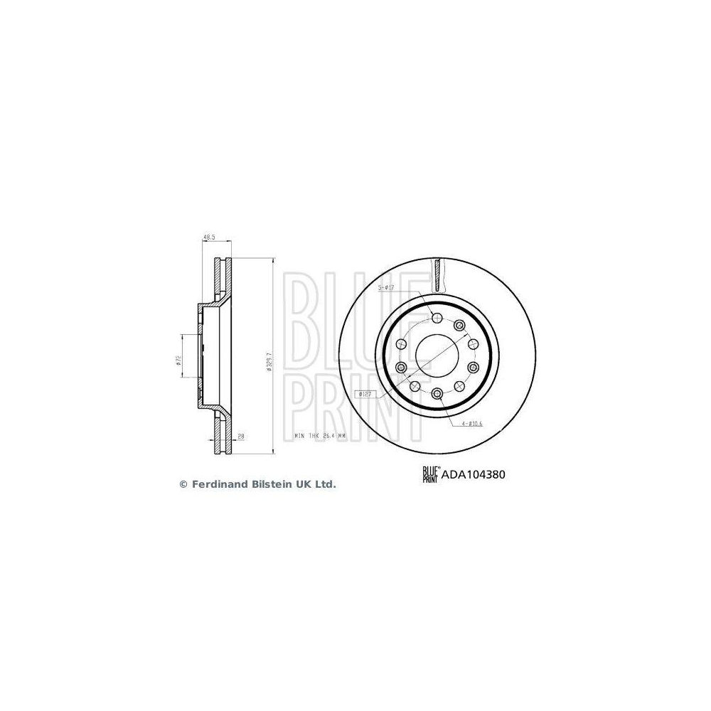 BLUE PRINT ADA104380 2 St&uuml;ck Bremsscheiben f&uuml;r JEEP, Vorderachse