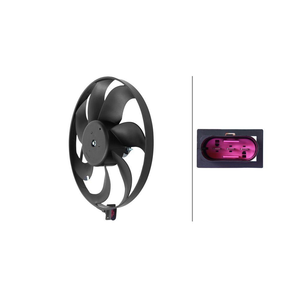 HELLA Lüfter, Motorkühlung 8EW 366 420-011 für AUDI SEAT SKODA VW, links