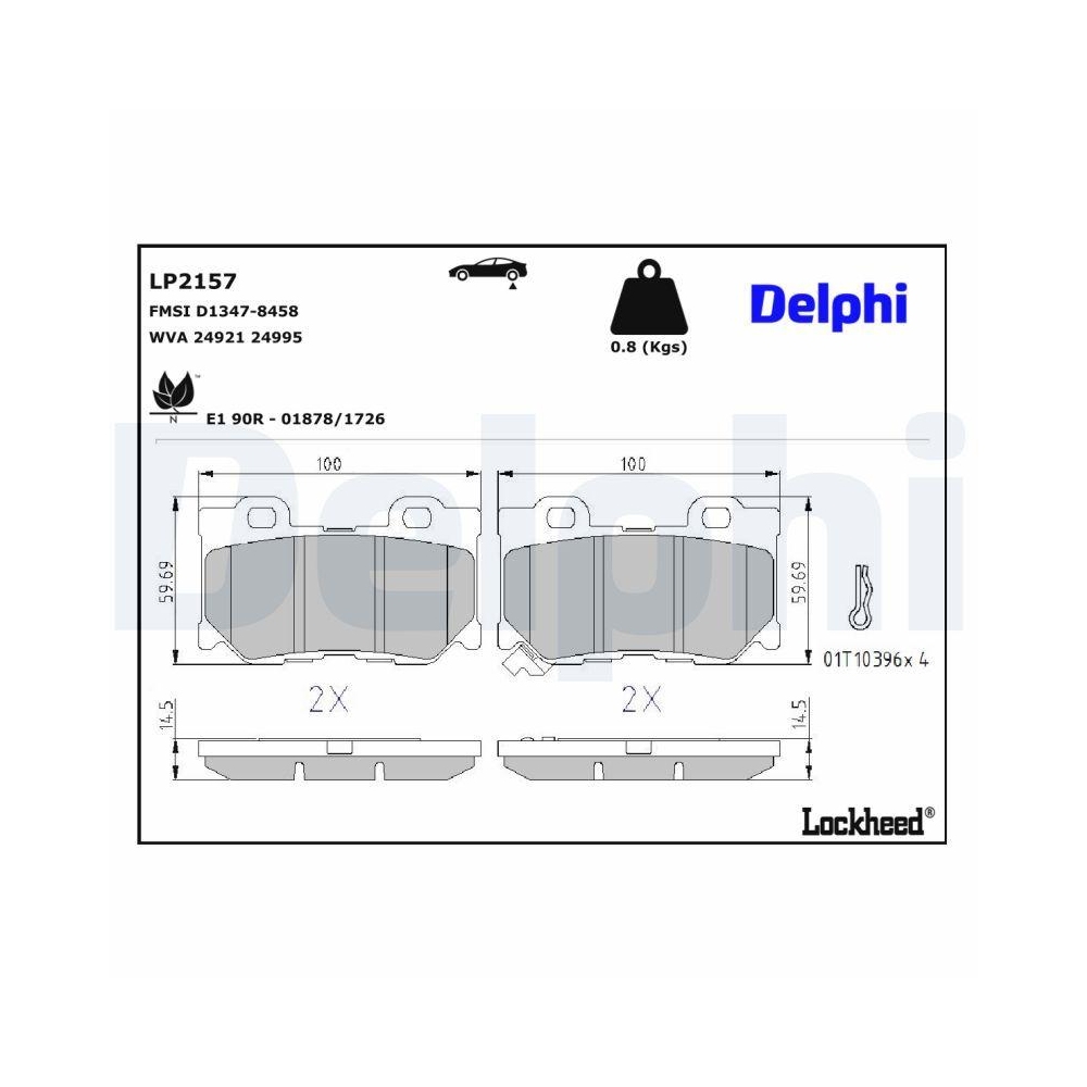 DELPHI LP2157 Bremsbelagsatz, Scheibenbremse f&uuml;r NISSAN INFINITI, Hinterachse