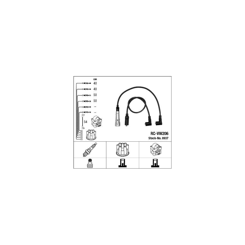 Z&uuml;ndleitungssatz NGK 0937 f&uuml;r, f&uuml;r Fahrzeuge mit Z&uuml;ndverteiler