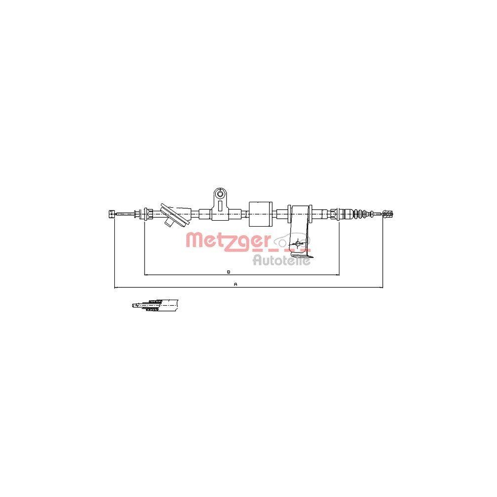 Seilzug, Feststellbremse METZGER 12.0101 f&uuml;r ALFA ROMEO, hinten rechts