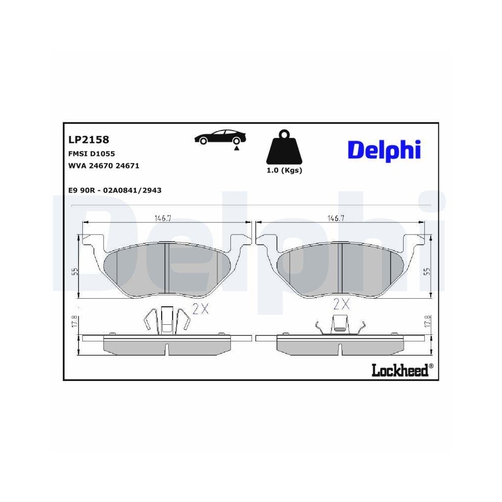 DELPHI LP2158 Bremsbelagsatz, Scheibenbremse f&uuml;r FORD MAZDA FORD USA