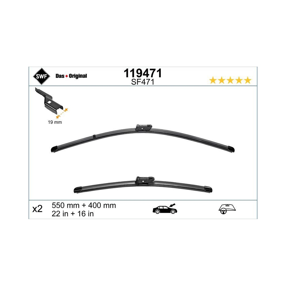 Wischblatt SWF 119471 DAS ORIGINAL SET für FORD, vorne