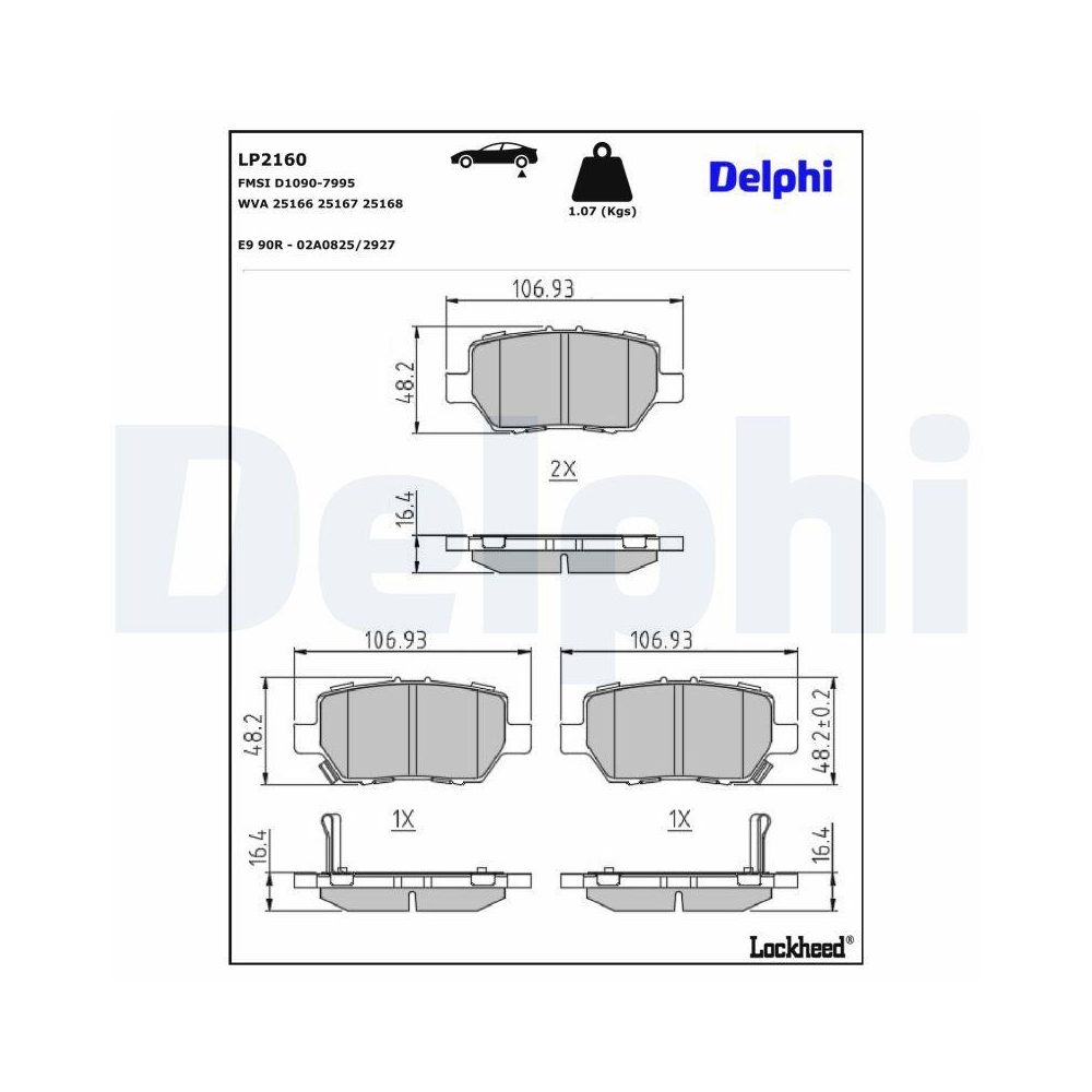 DELPHI LP2160 Bremsbelagsatz, Scheibenbremse f&uuml;r HONDA ACURA, Hinterachse