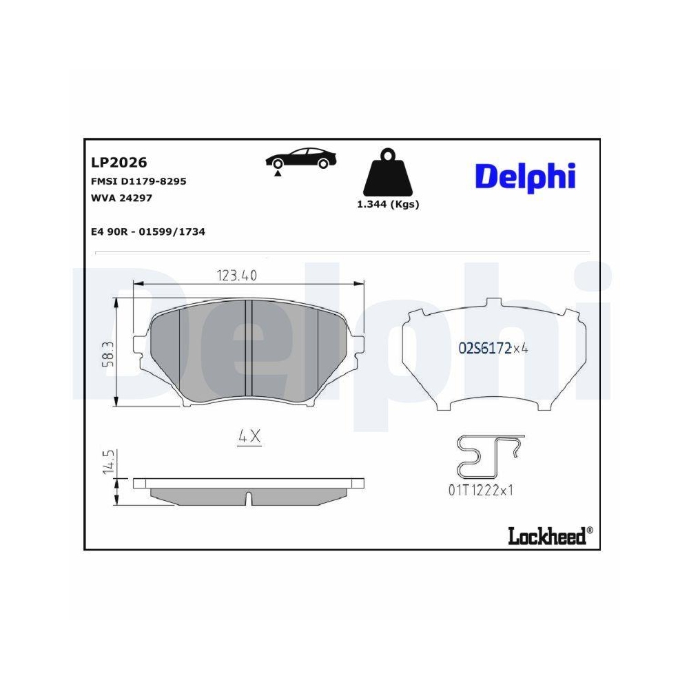 DELPHI LP2026 Bremsbelagsatz, Scheibenbremse f&uuml;r MAZDA, Vorderachse