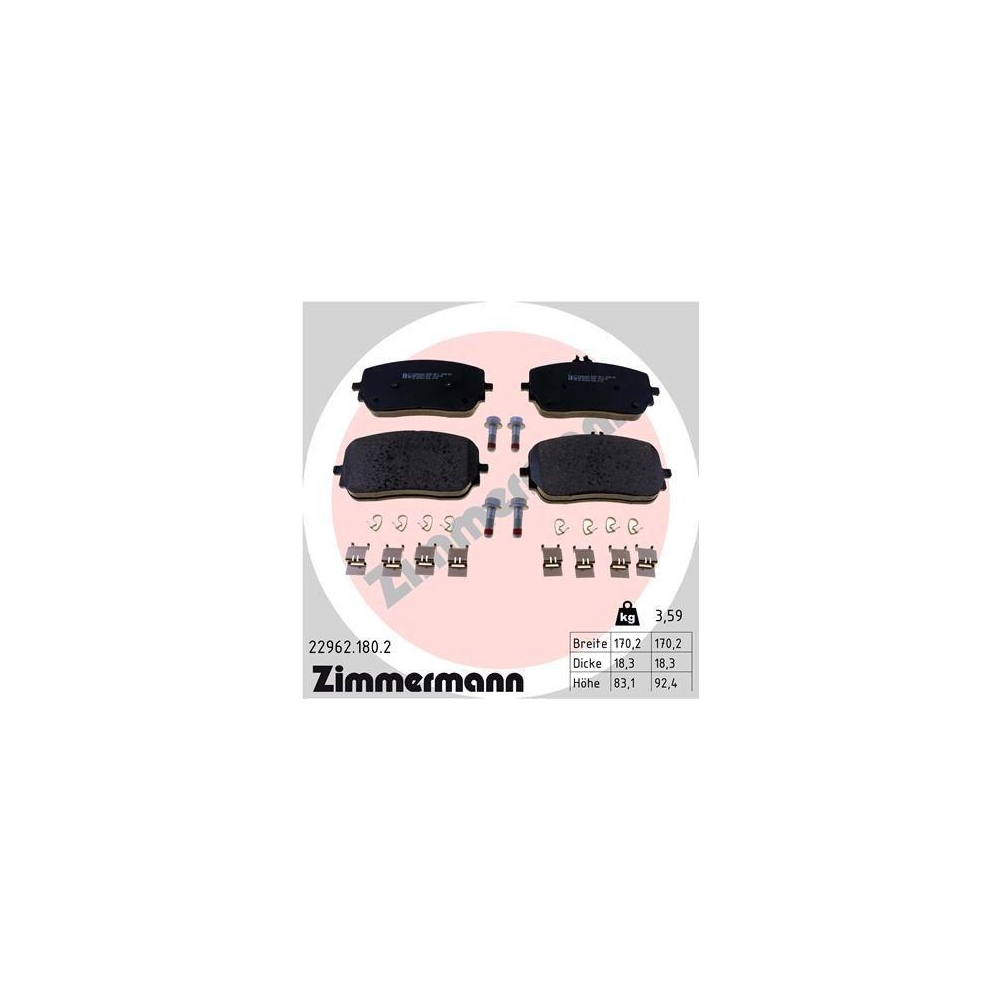 Bremsbelagsatz, Scheibenbremse ZIMMERMANN 22962.180.2 f&uuml;r MERCEDES-BENZ