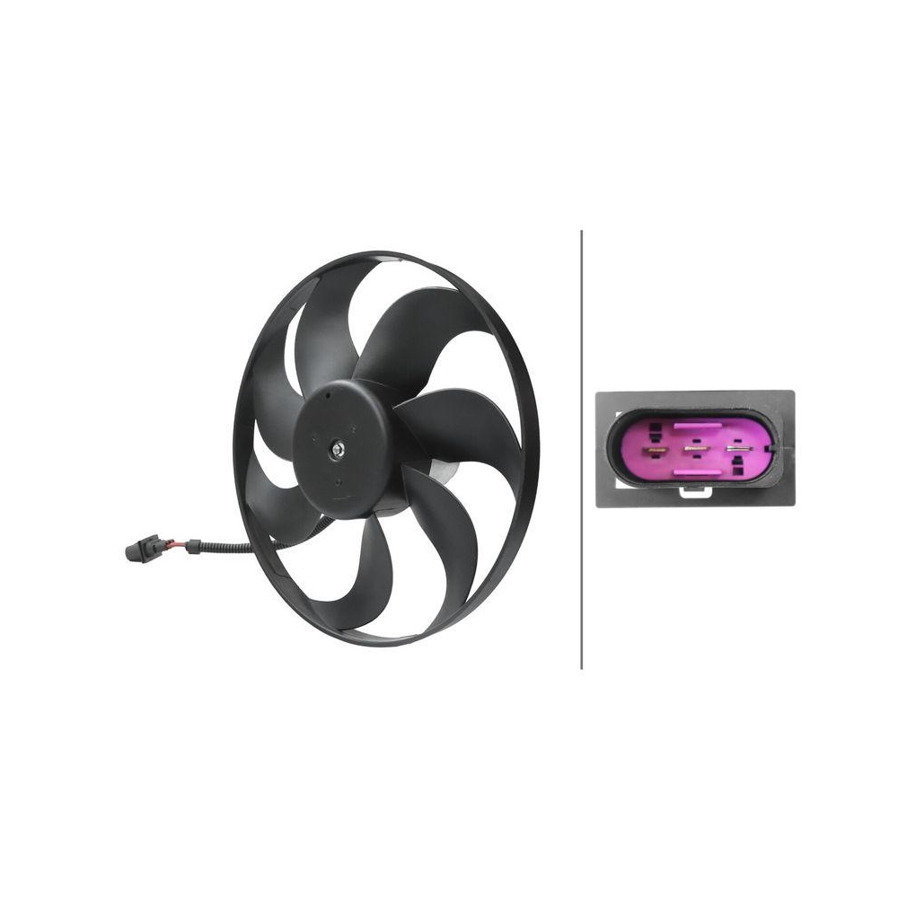 HELLA Lüfter, Motorkühlung 8EW 366 420-081 für AUDI SEAT SKODA VW CUPRA, links