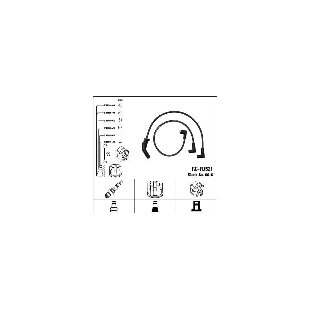 Z&uuml;ndleitungssatz NGK 0616 f&uuml;r FORD, f&uuml;r Fahrzeuge mit Z&uuml;ndverteiler