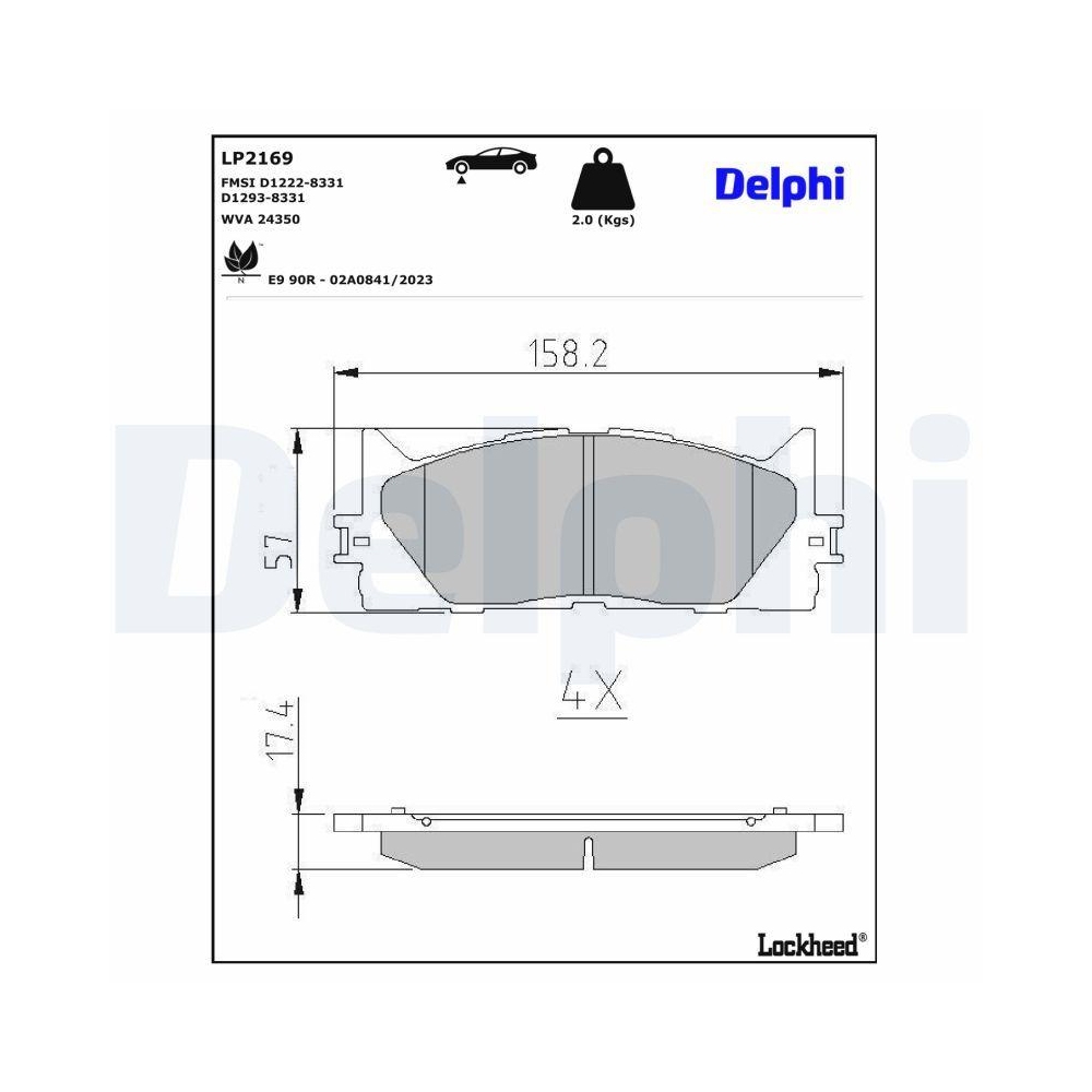DELPHI LP2169 Bremsbelagsatz, Scheibenbremse f&uuml;r TOYOTA LEXUS TOYOTA (GAC)