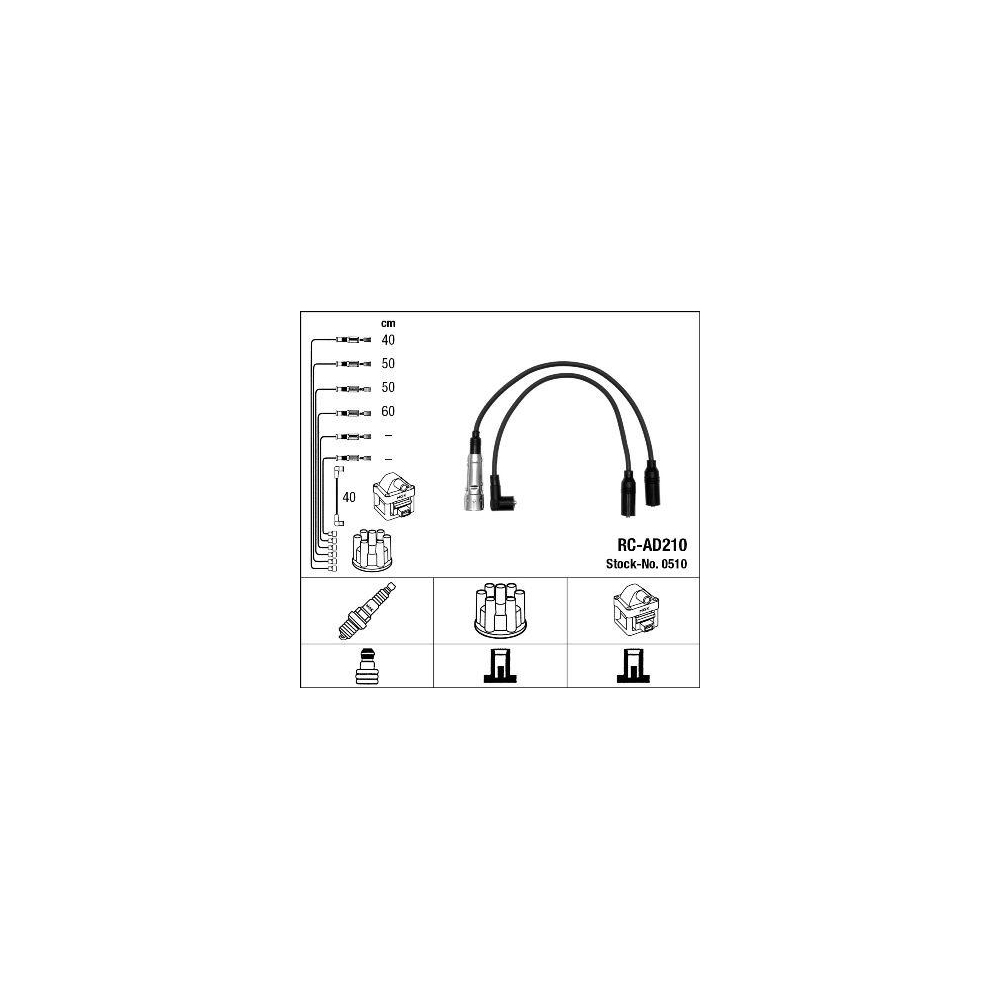 Z&uuml;ndleitungssatz NGK 0510 f&uuml;r, f&uuml;r Fahrzeuge mit Z&uuml;ndverteiler
