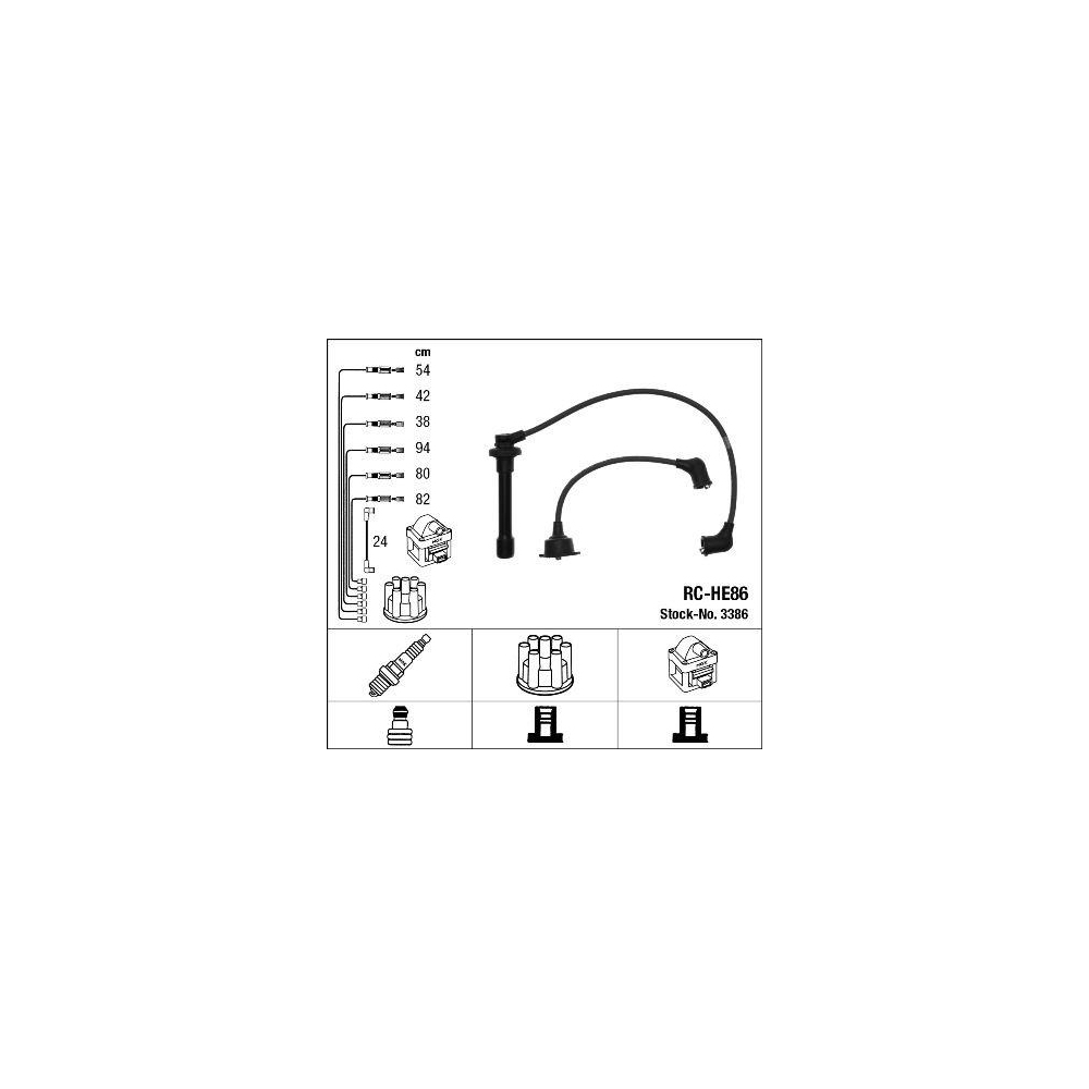 Z&uuml;ndleitungssatz NGK 3386 f&uuml;r HONDA, f&uuml;r Fahrzeuge mit Z&uuml;ndverteiler