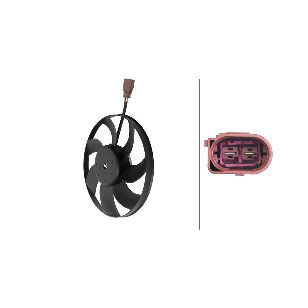 HELLA Lüfter, Motorkühlung 8EW 366 420-111 für AUDI SEAT SKODA VW CUPRA, hinten